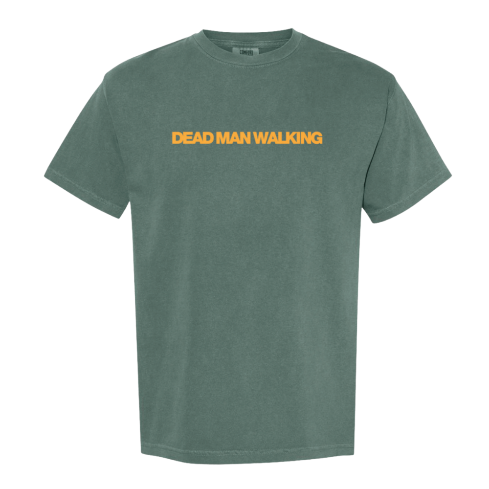 "Back To Life" T-Shirt features yellow text and a silhouette of a man on the back. This refers to Jeremy Camp's song, "Dead Man Walking"