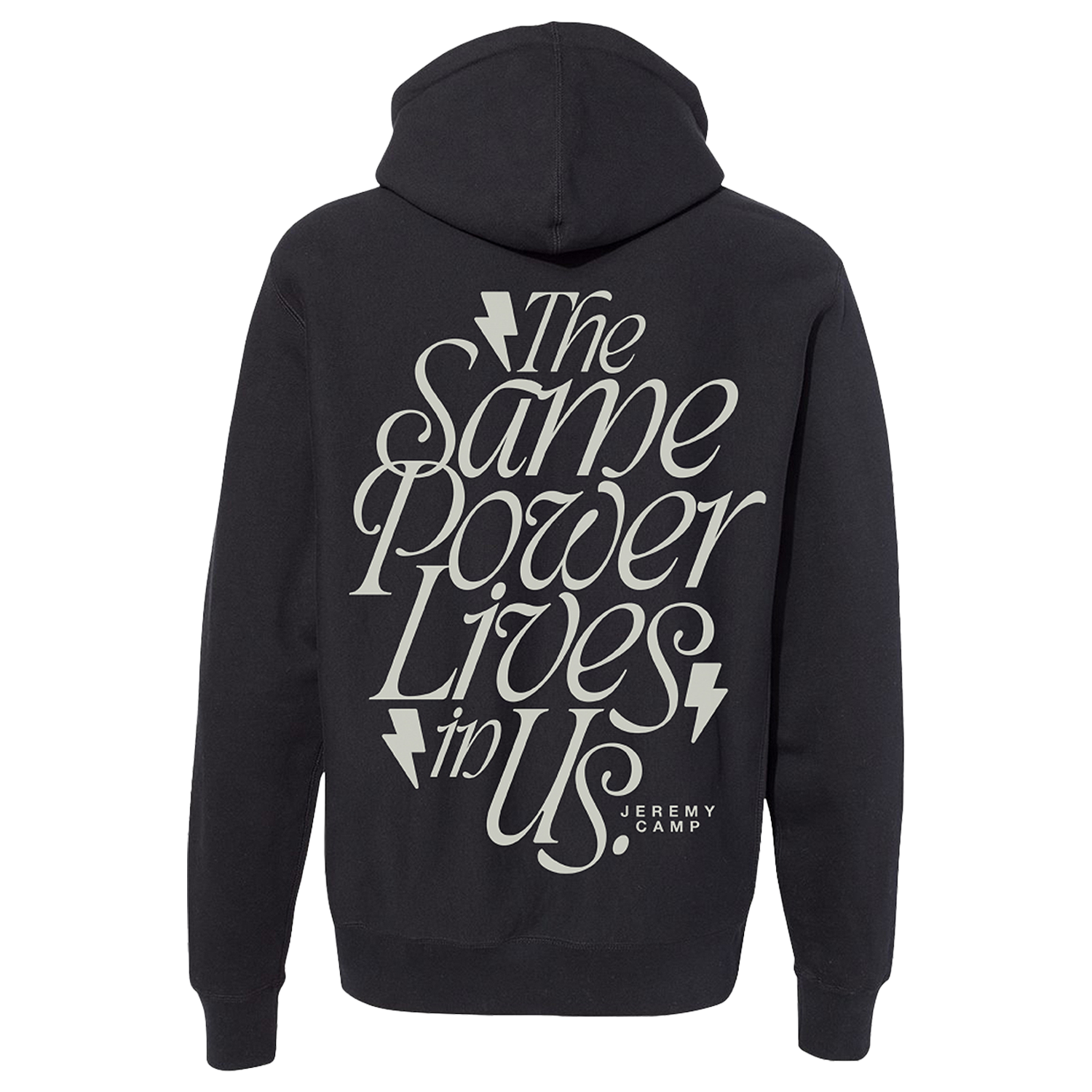 Black and White Hoodie Jeremy Camp Lightning Bolt Cursive