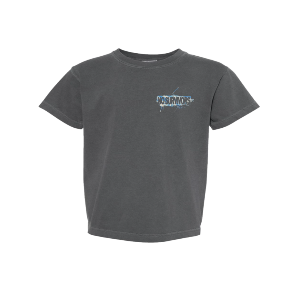 "No Survivors" T-Shirt is a vintage-washed shirt with subtle text on the front and a distressed, lyric driven graphic on the back.This refers to Jeremy Camp's song, "No Survivors"