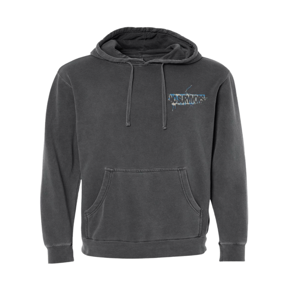 "No Survivors" Hoodie is a vintage-washed hoodie with subtle text on the front and a distressed, lyric driven graphic on the back.This refers to Jeremy Camp's song, "No Survivors"